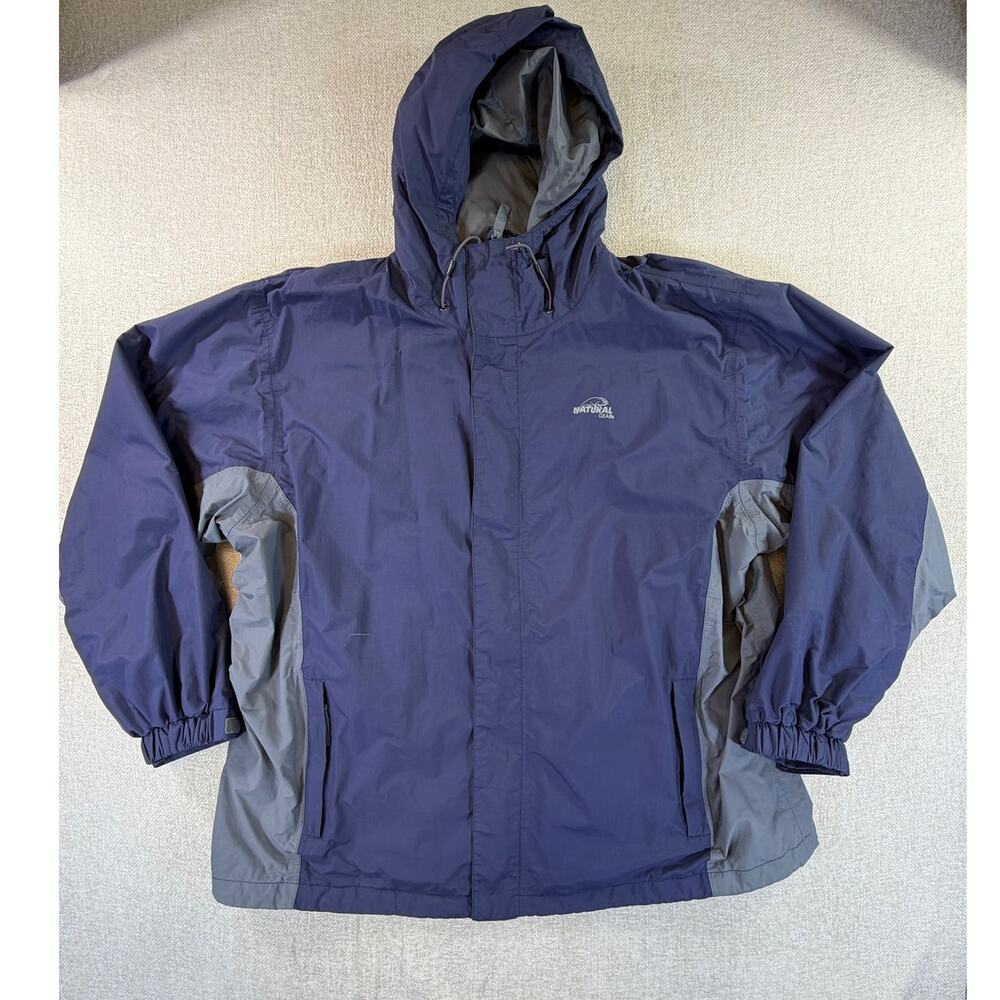 Natural Gear Men 2XL Blue Gray Mesh Lined Waterproof Rain Jacket Hunting Outdoor